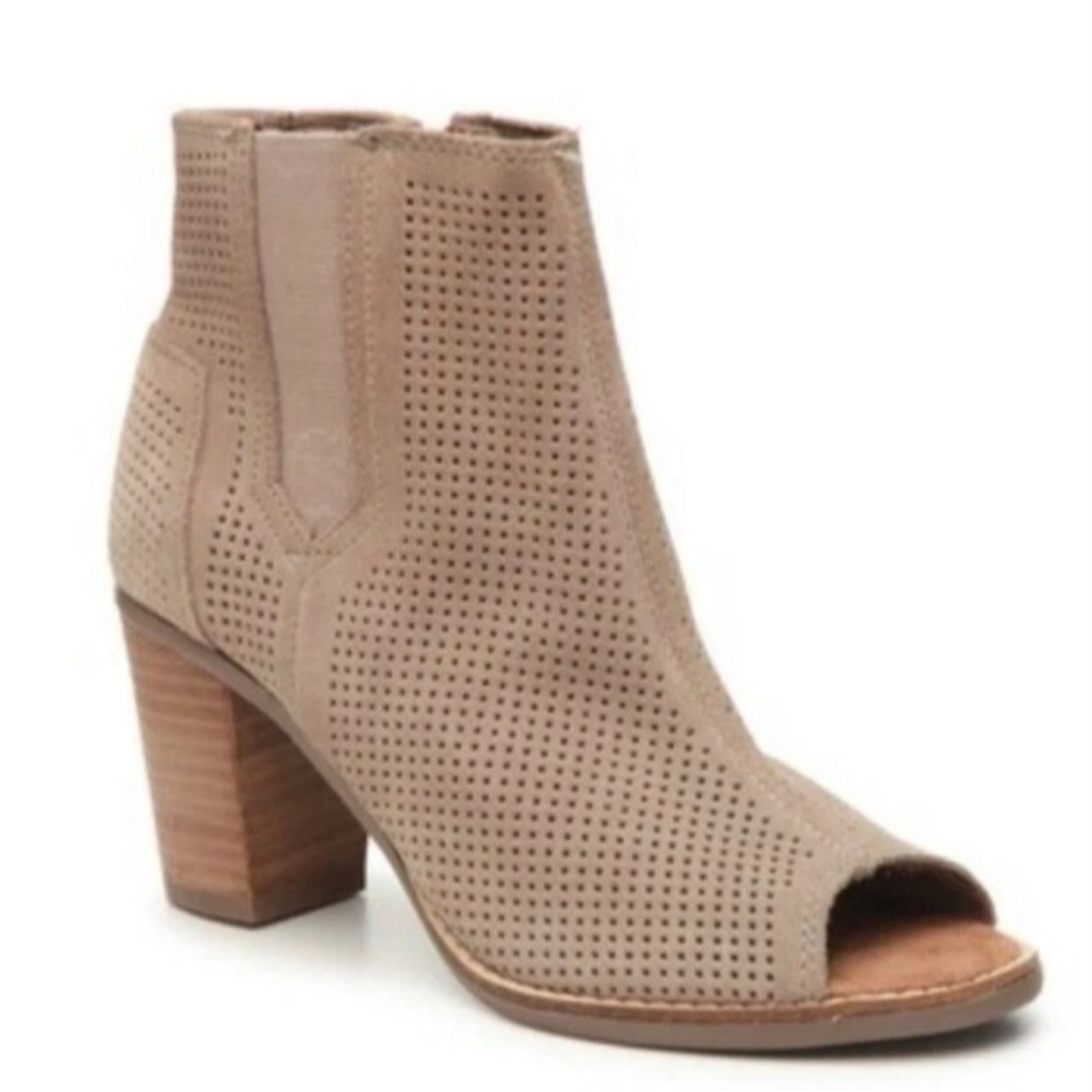 Toms Perforated Tan Ankle Booties